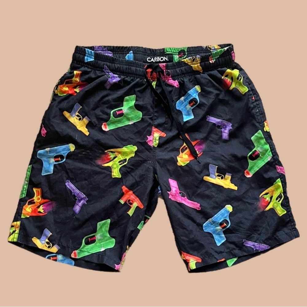 Carbon Black Multicolor Swim Shorts